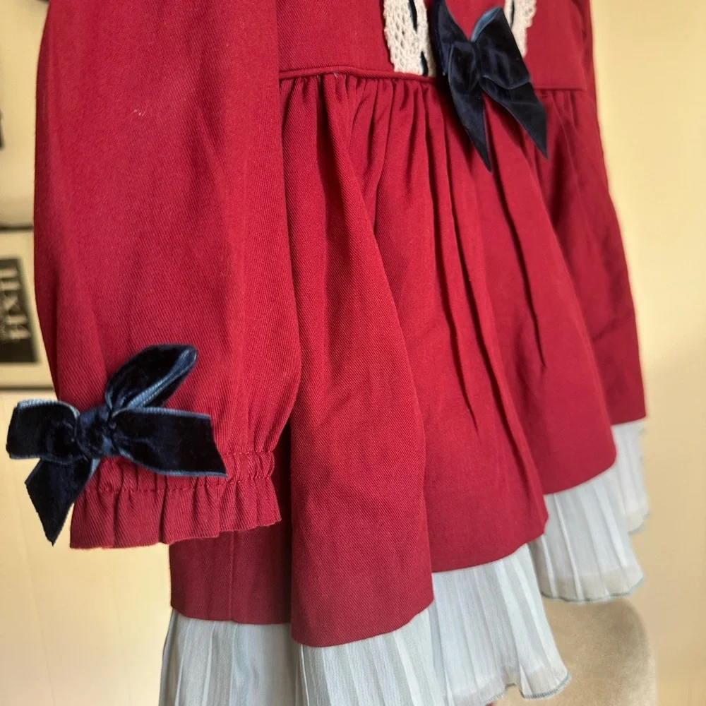 Elegant Burgundy Kids Formal Dress with Lace and Bow - Picture 4 of 6